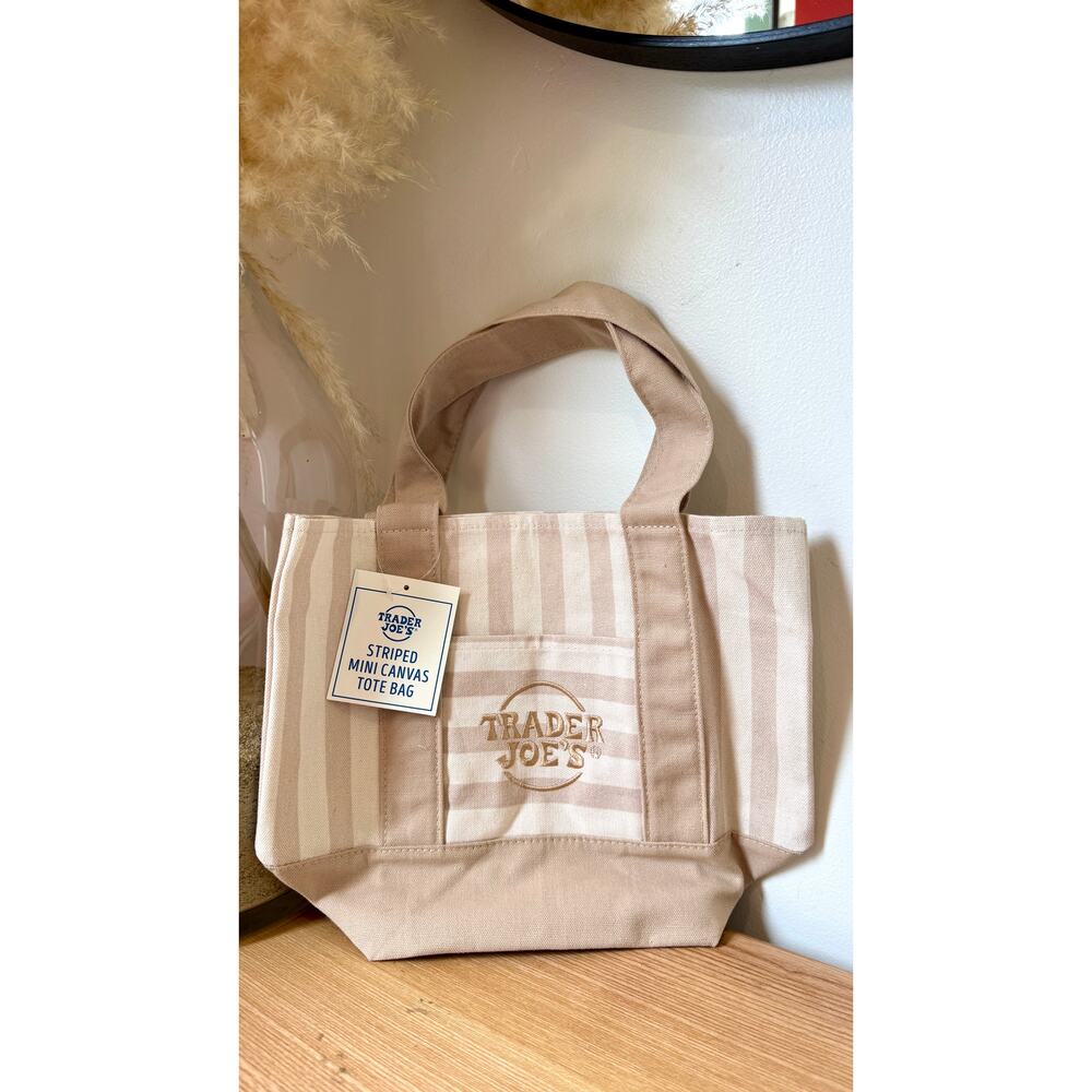 Trader Joe's Mini Striped Canvas Tote Bag Set NWT - Picture 5 of 10